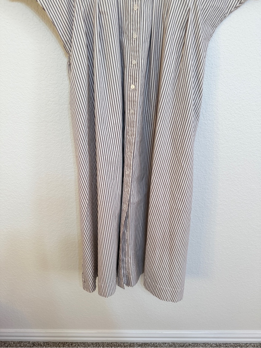 Anthropologie Tobie Striped Brown and White Button-Front Midi Dress size medium - Picture 8 of 14